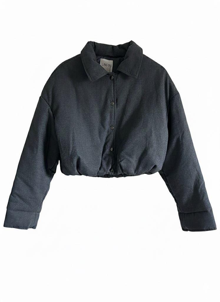 Grijze tailored set met bomberjack en pantalon