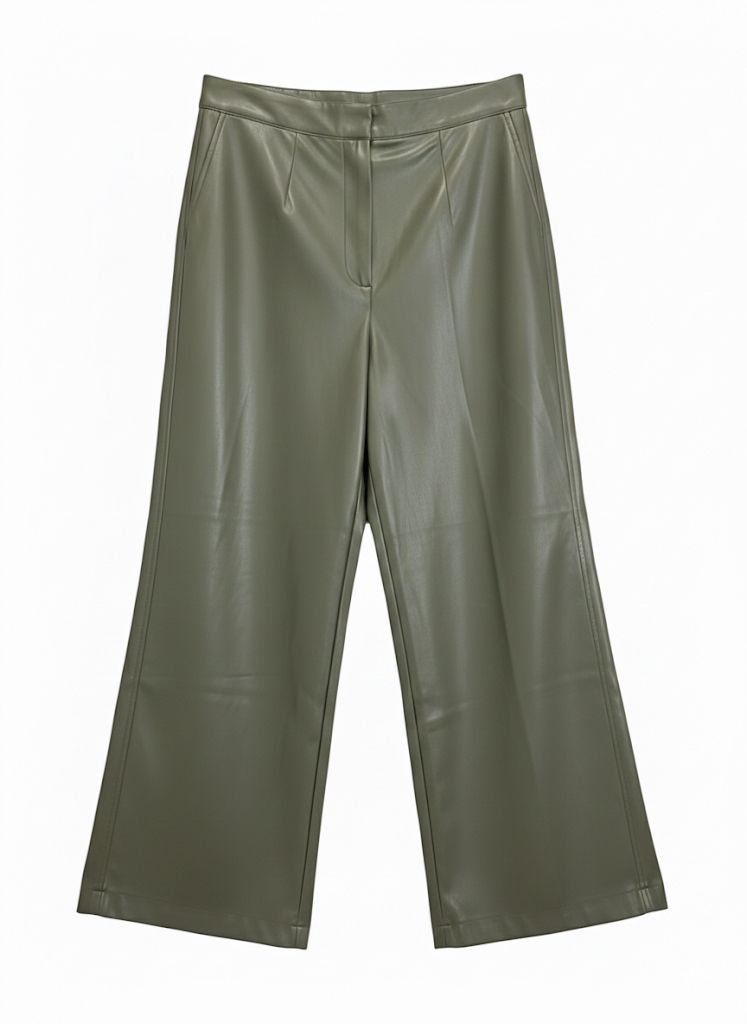 Groene faux leather pantalon