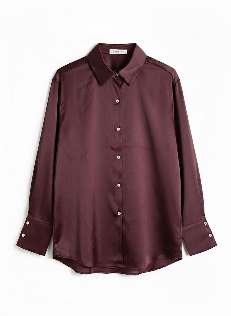 Satijnen Blouse Dames – Hoogwaardige Kwaliteit – Navy & Bordeaux