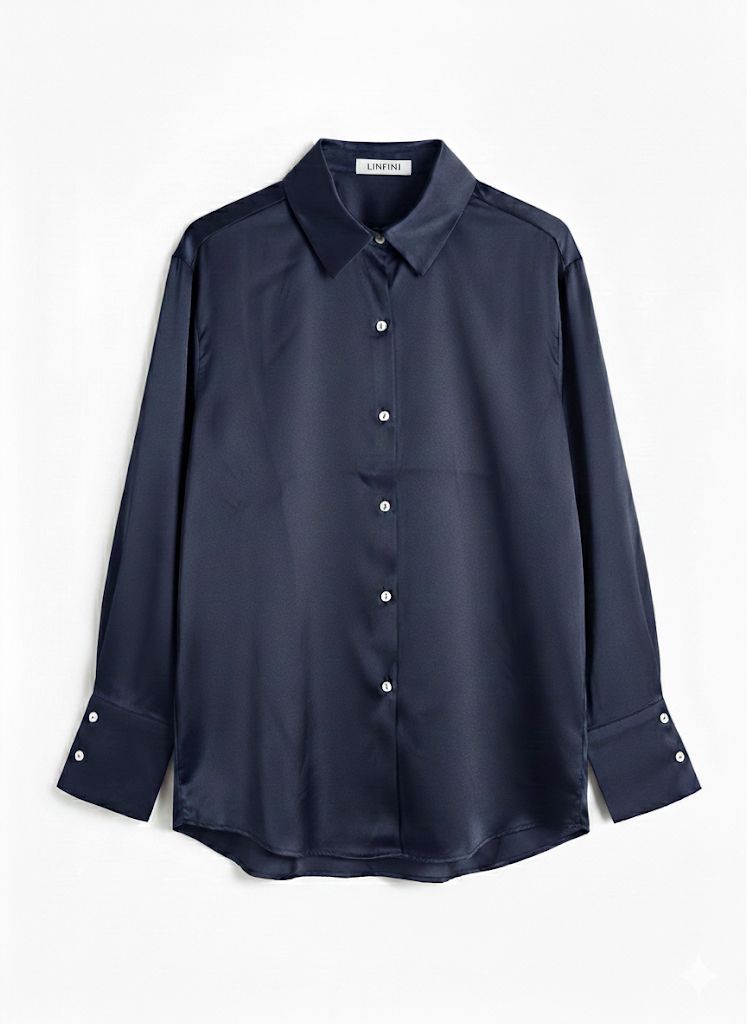 Satijnen Blouse Dames – Hoogwaardige Kwaliteit – Navy & Bordeaux