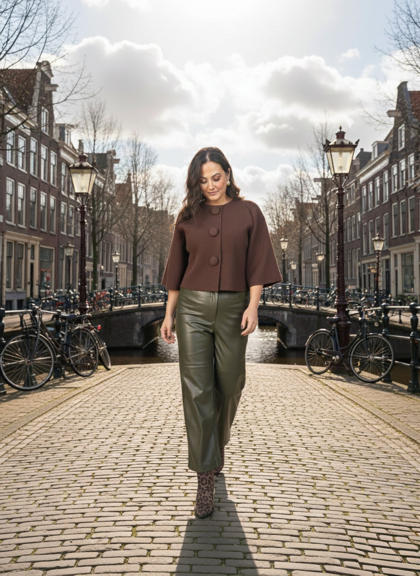 Groene faux leather pantalon