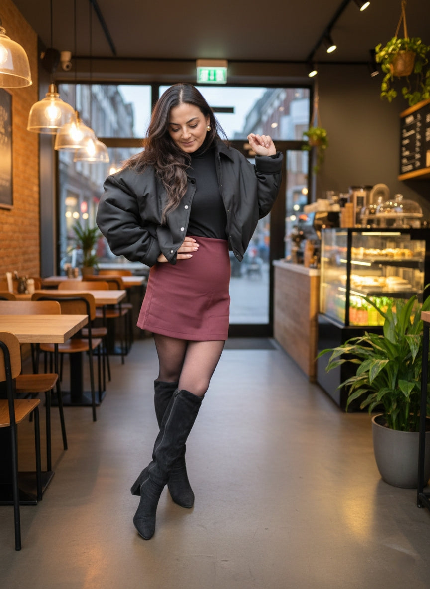 Minimalistische Mini Rok met High Waist Pasvorm