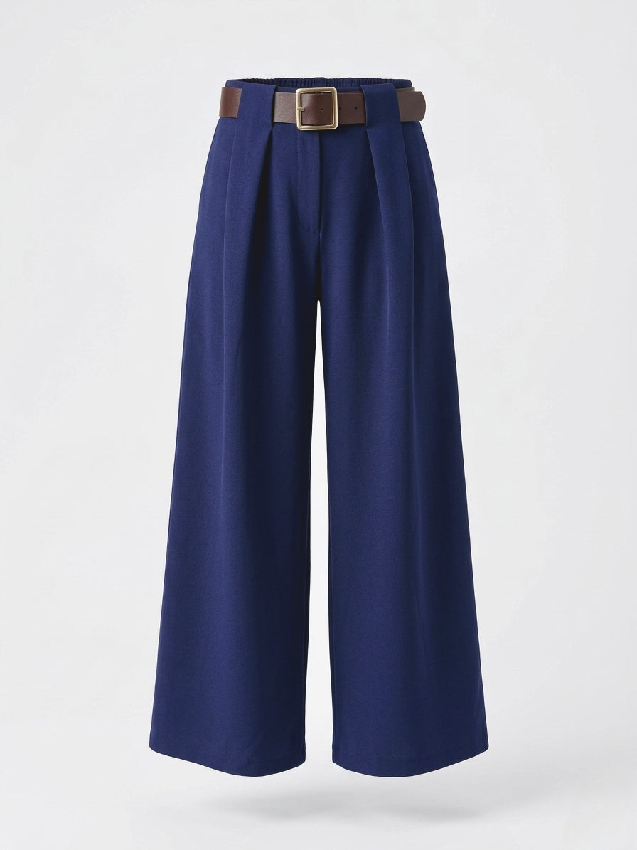 Wide Leg Broek Dames – Hoge Taille Pantalon met Riem