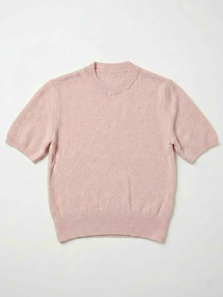 Zachte roze glitter top – Gebreide dames top