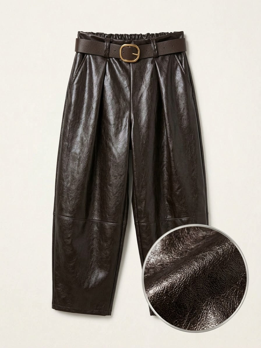 L’INFINI Leather Look Wide Leg Broek