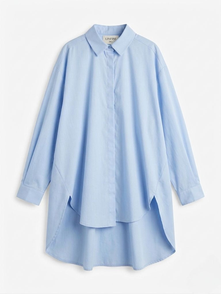 Oversized Beige Overhemd Dames – Lange Losvallende Blouse Trendy Fit