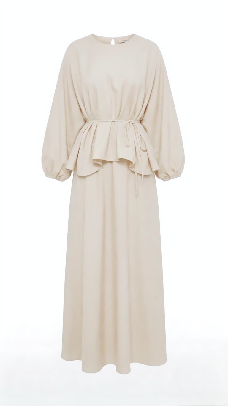 Lange Rok & Blouse Set met Ceintuur – Elegante 2-Delige Dames Outfit