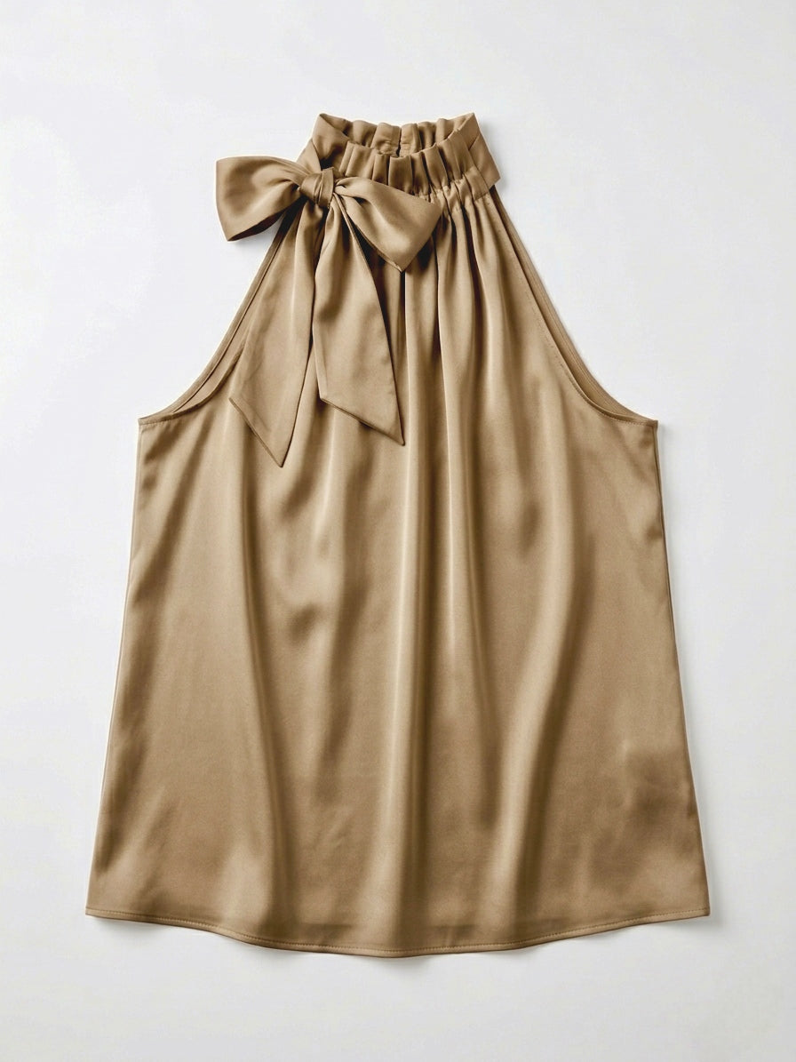 Elegante Halter Blouse met Hoge Hals – Dames Top Chic & Tijdloos