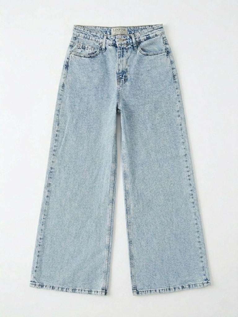 Lichtblauwe wijde damesjeans – Comfort fit denim