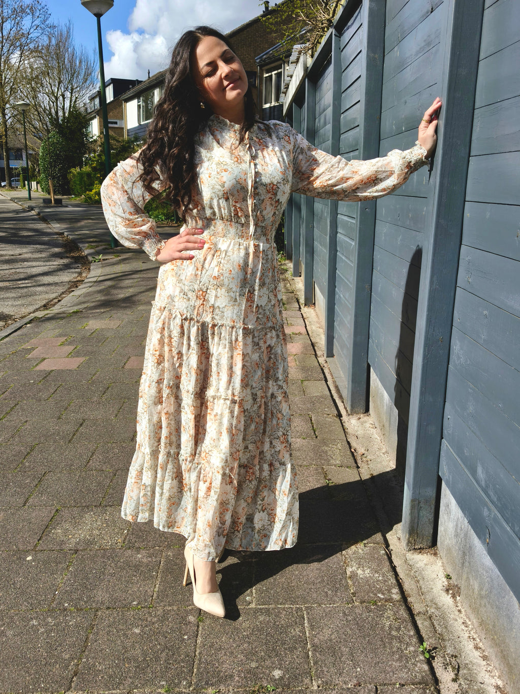 Lange Bloemenjurk met Smock Taille | Elegant & Luchtig
