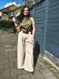 Elegante Halter Blouse met Hoge Hals – Dames Top Chic & Tijdloos
