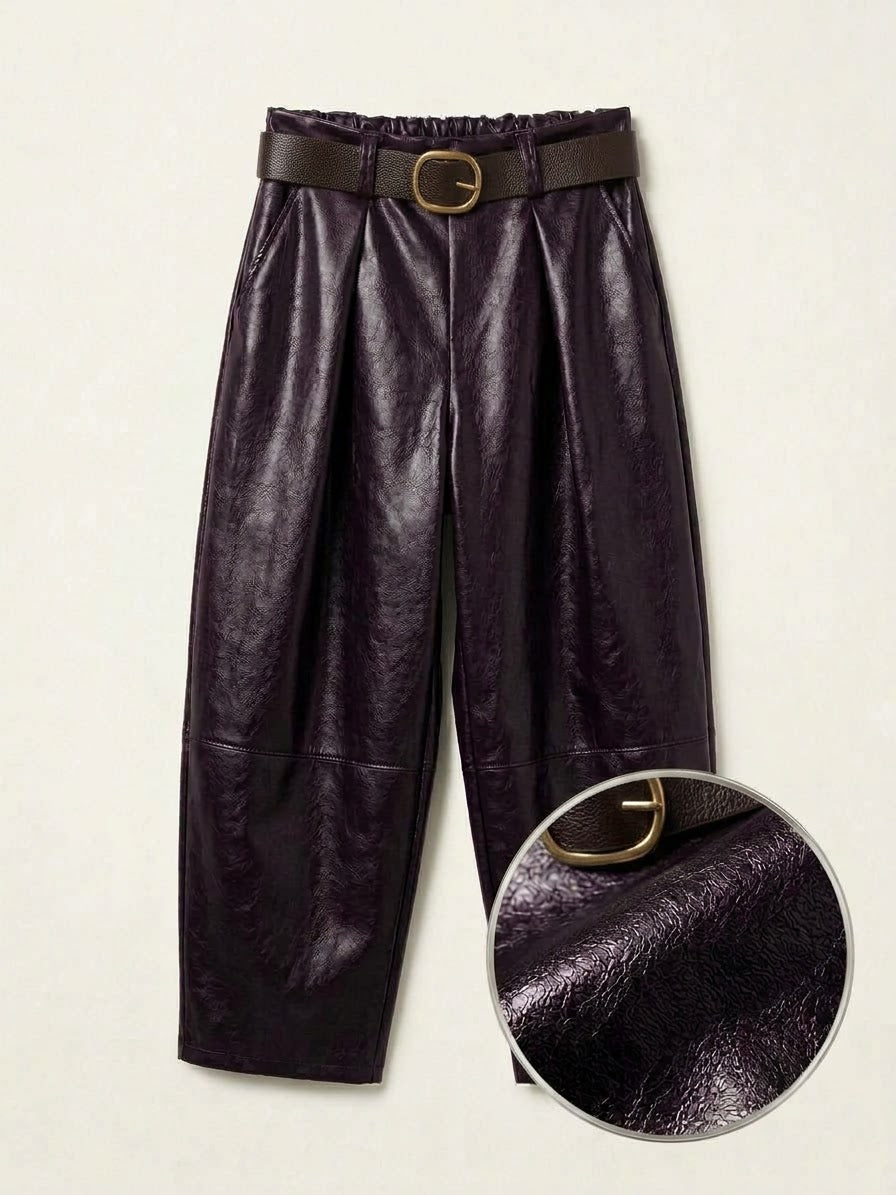 L’INFINI Leather Look Wide Leg Broek